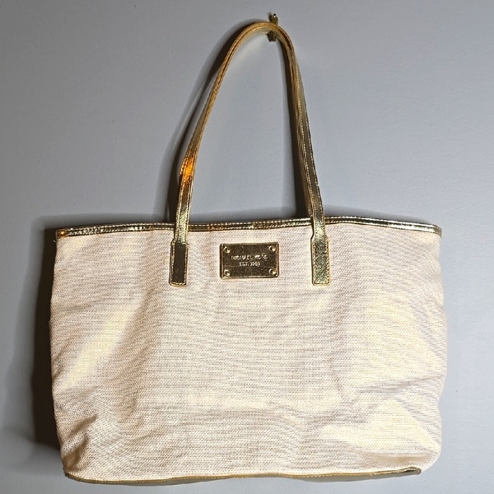 Michael Kors Gold and Cream Tote Bag
